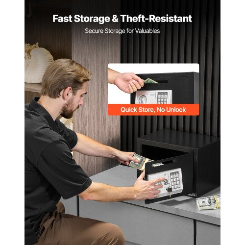 Kassaskåp med elektronisk lösenord och vred