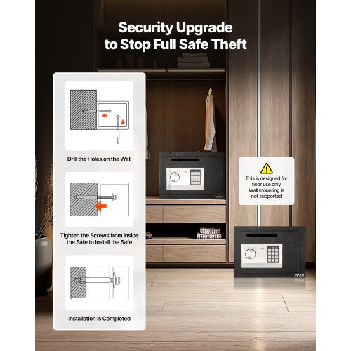 Kassaskåp med elektronisk lösenord och vred